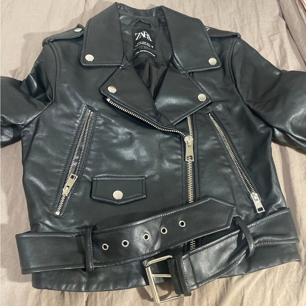 Zara leather crop jacket